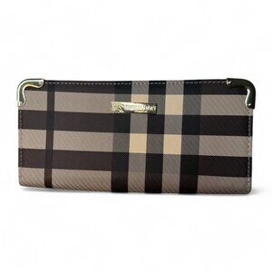 Burberry London Women's Classic Check Wallet with Brass Corner Accents